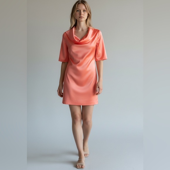 Escada Silk Satin Cowl Neck Top – CoralSize 36 (Fits XS/S)